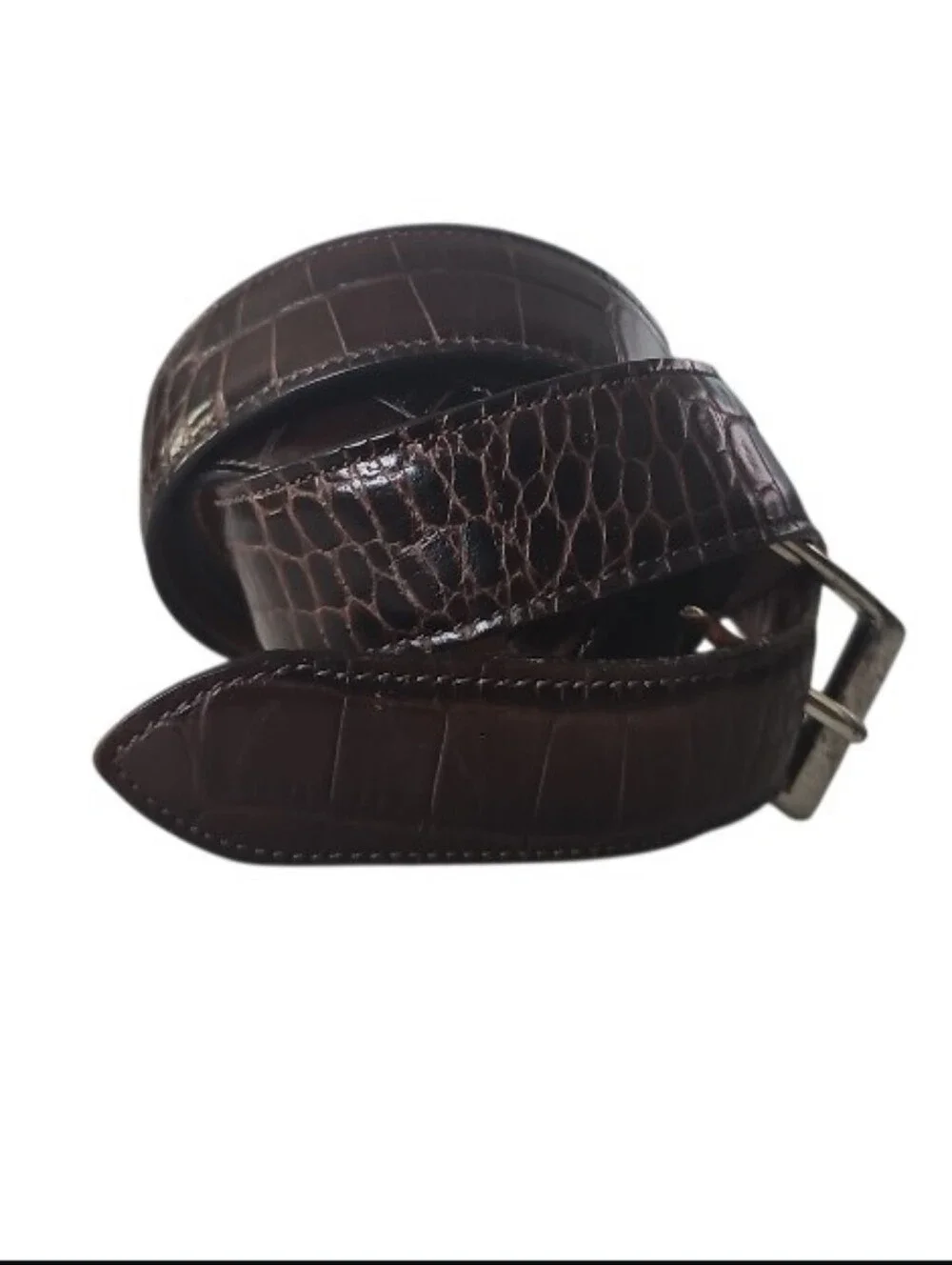 Trafalgar Italian Calfskin Leather Belt Brown Croc Embossed USA Men 38 Dress